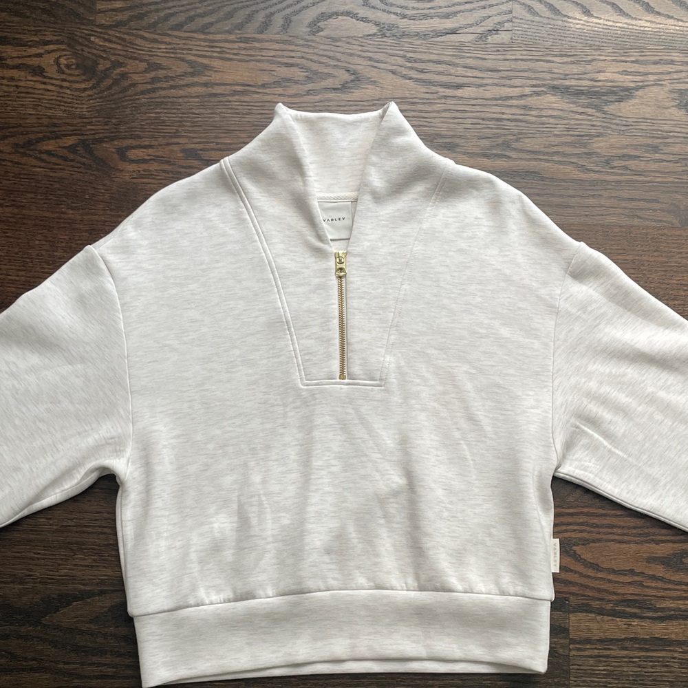 Varley Ivory Marl quarter zip
